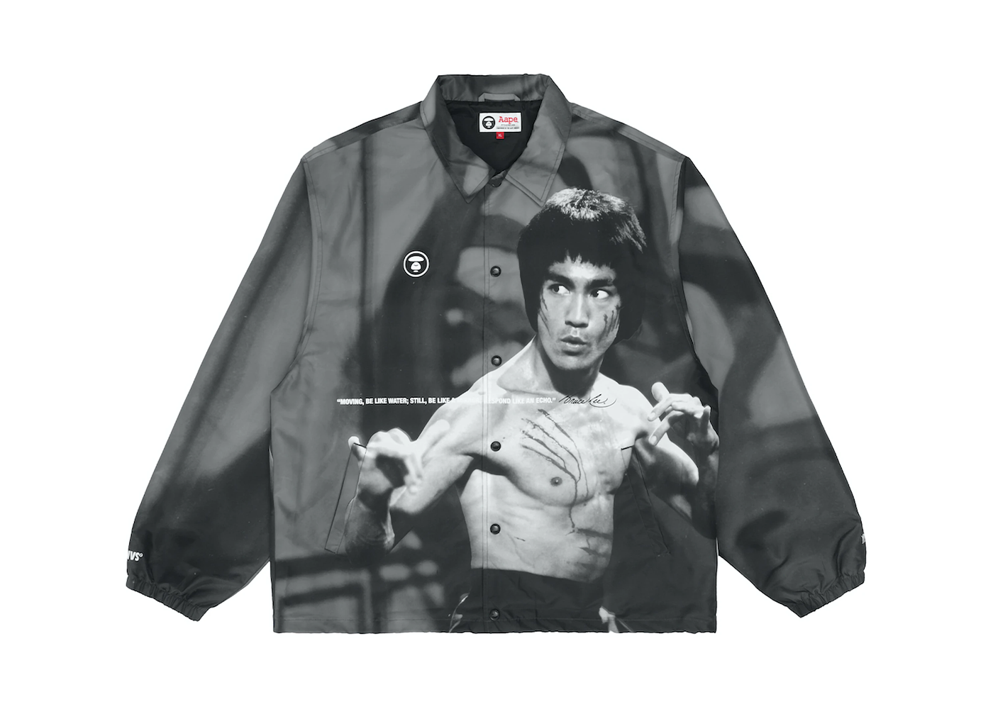 AAPE x Bruce Lee Coach Jacket Black White