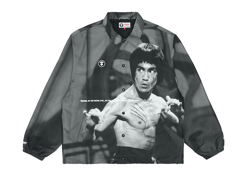 AAPE x Bruce Lee Coach Jacket Black White