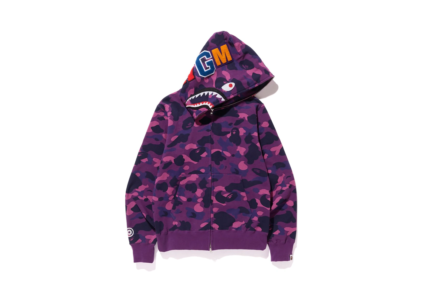 BAPE Color Camo Shark Full Zip Hoodie Purple