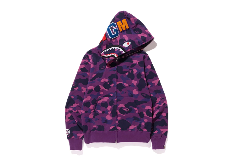 BAPE Color Camo Shark Full Zip Hoodie Purple