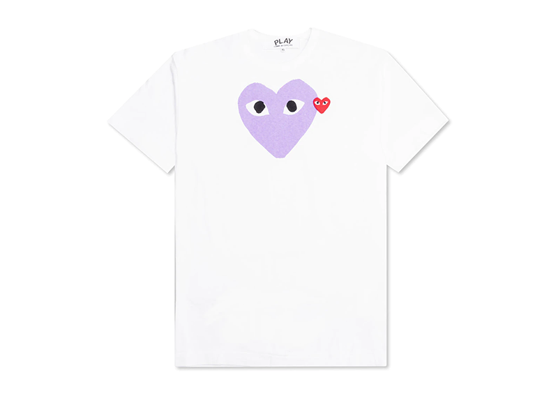 CDG Play Red Emblem Heart T-shirt White/Purple