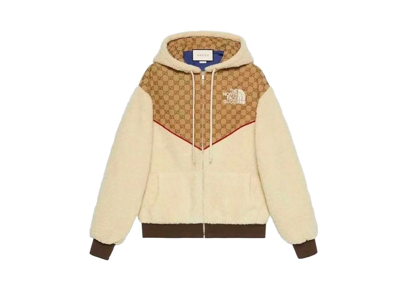 Gucci x The North Face GG Canvas Shearling Jacket Beige