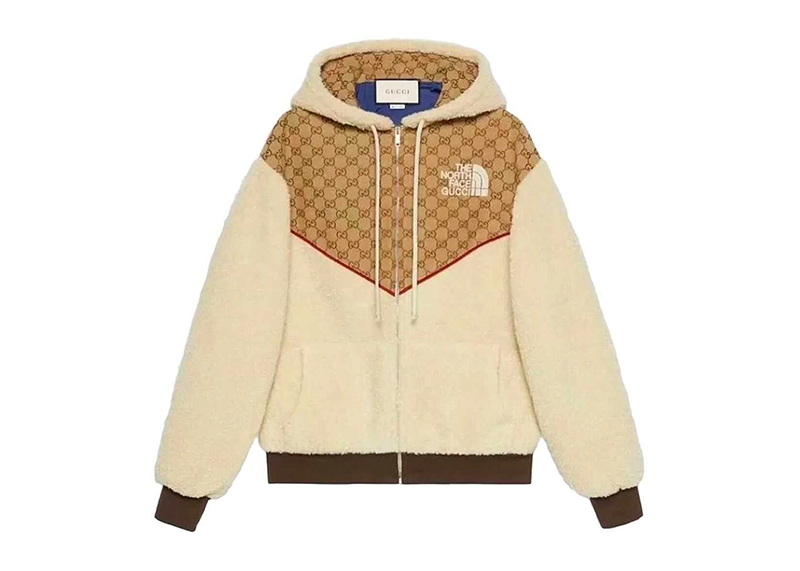 Gucci x The North Face GG Canvas Shearling Jacket Beige