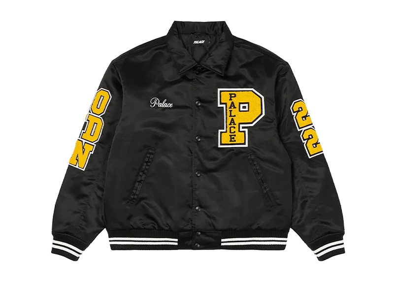 Palace Satin Varsity Jacket Black