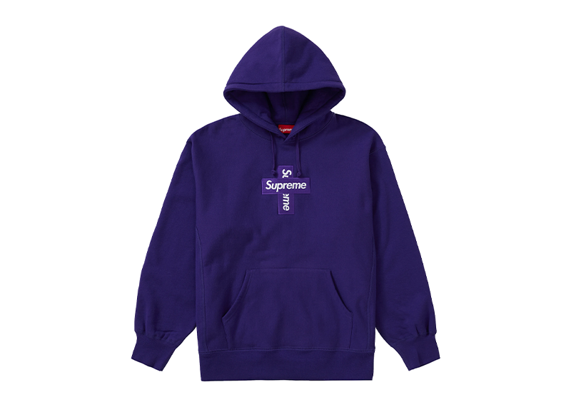 Supreme Cross Box Logo Hooded Sweatshirt Purple