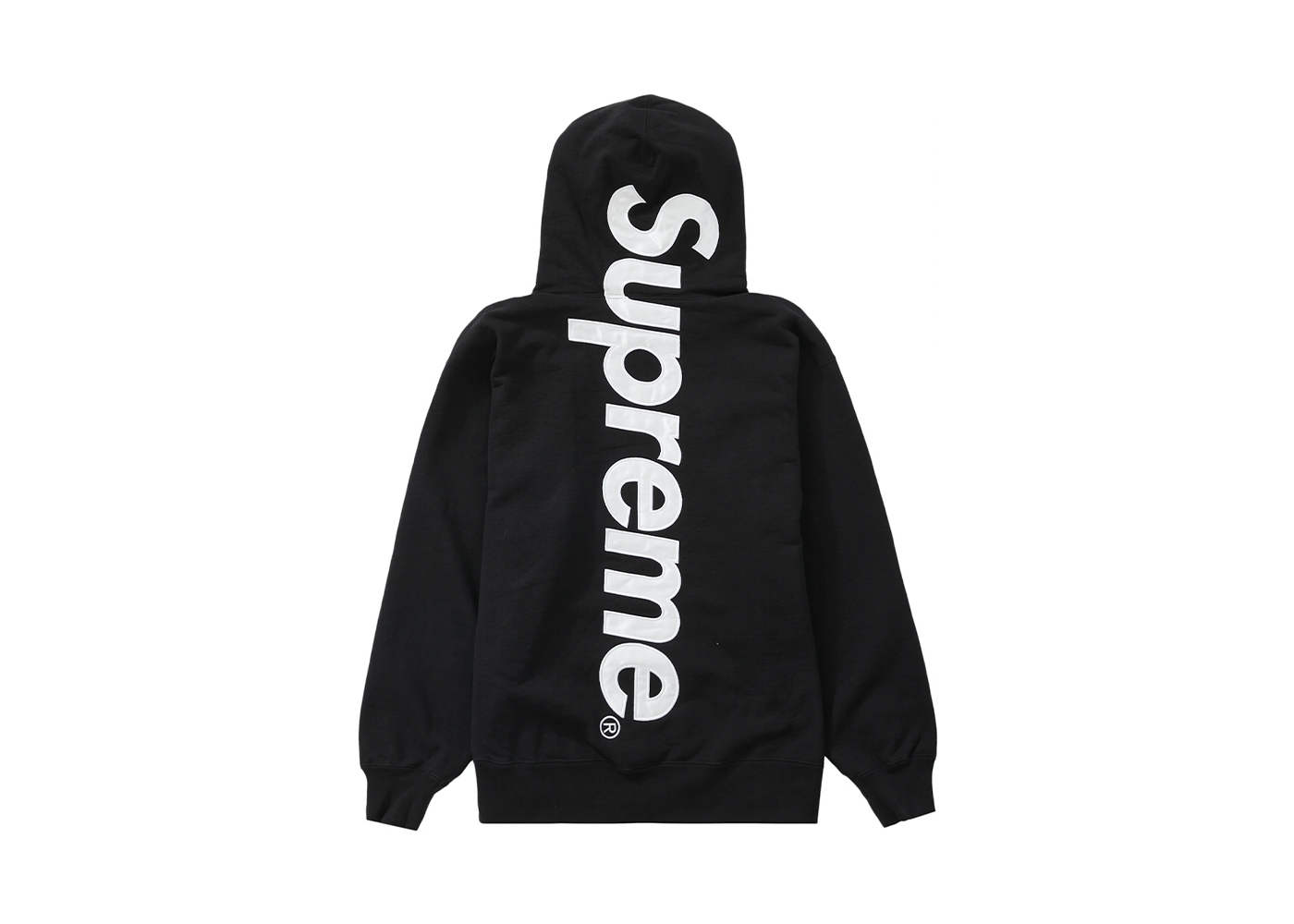 Supreme Satin Appliqué Hooded Sweatshirt Black