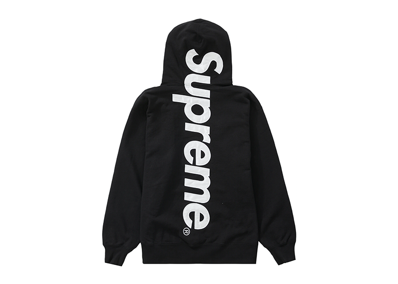 Supreme Satin Appliqué Hooded Sweatshirt Black